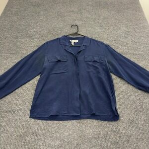 Vintage SK & Company Shirt Women 6 Blue Silk Long Sleeve Button Up Classic Style